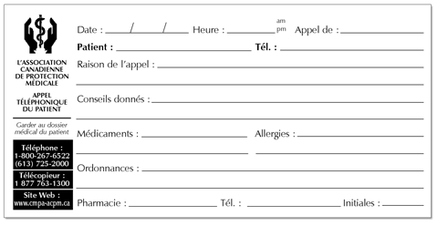 Appel téléphonique du patient