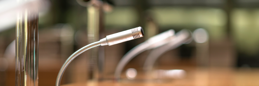 A microphone in a courtroom