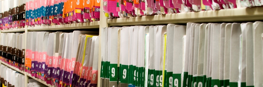 Shelves of medical records