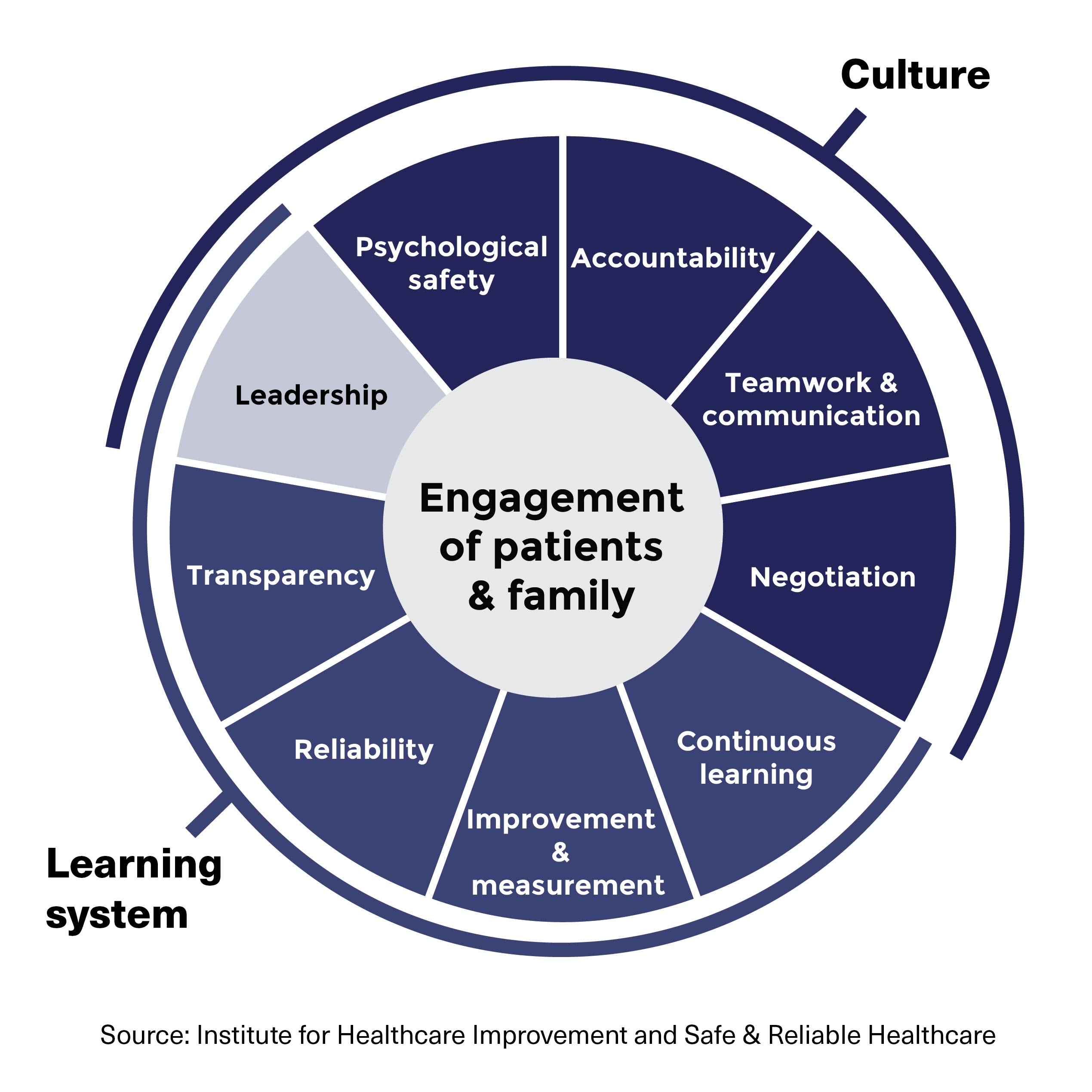 The Institute for Healthcare Improvement (IHI) and Safe & Reliable Healthcare framework. Full description follows.